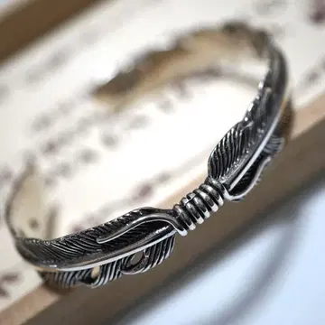 실버 925 뱅글 은 정품 페더 아메리카 원주민 선물