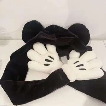 미키마우스 귀달이 플리스 모자 머플러 블랙 Disney 겨울용
