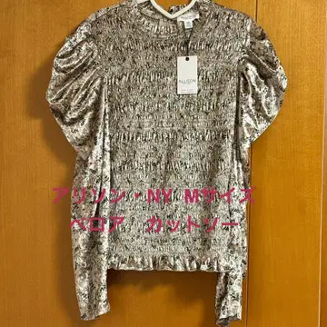 택 포함 새상품 ALLISON NY 벨로아 샴페인 골드 꽃무늬 티셔츠