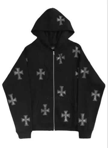 UNKOWN LONDON 후드티 블랙 블랙 큐빅