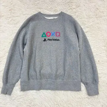 GU x PlayStation 남성용 맨투맨 M 그레이 속기모