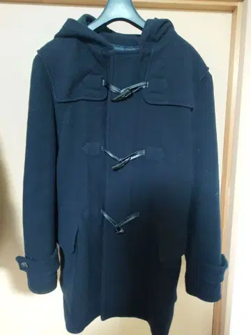 [ 중고 ] 올드 유니클로 블랙 후드 부착 더플 코트 X-LARGE