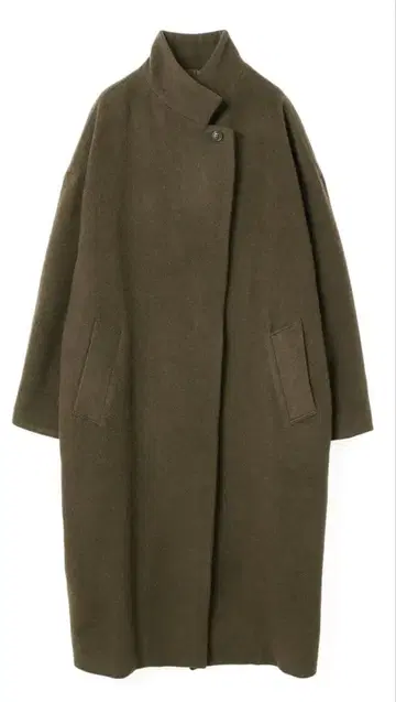 mizuiro ind 울 블렌드 스탠드 카라 코트 브라운