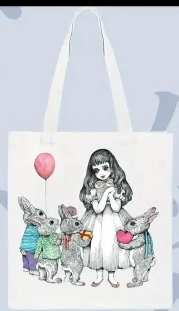 새상품 귀여운 여아 & 토끼 토트백 화이트 화이트