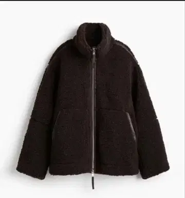 H&M 여성용 루즈 테디 자켓 다크 브라운 S 보아