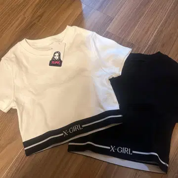 X-GIRL 크롭 T셔츠 세트 화이트 블랙