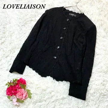 러브 리에종 가디건 블랙 9AR 블랙 포멀 레이스 노카라