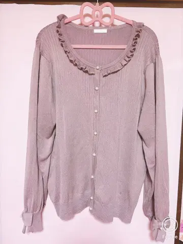 프릴 달린 핑크 가디건 4L 빅 사이즈