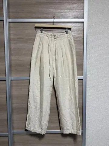 아이보리 와이드 팬츠 린넨풍