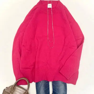 새상품급 스픽 앤 스팬 캐시미어 울 크루넥 니트 핑크