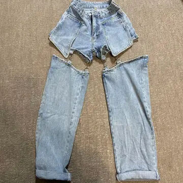 유니크 디자인 하이웨스트 데님 팬츠