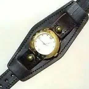 다크 브라운 가죽 벨트 비트/터미널 부착 스팀펑크 앤티크