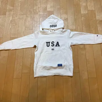 USA 프린트 화이트 후드티