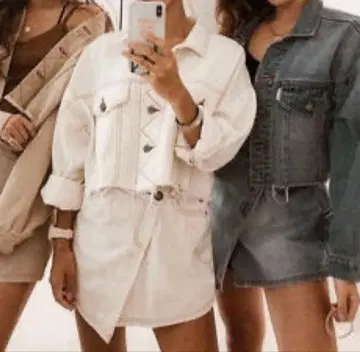 alexiastam 데님 셋업 화이트