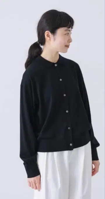 카구레 블랙 긴팔 가디건 (코튼 니트)