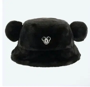 미키마우스 귀 달린 퍼 모자 블랙 디즈니랜드