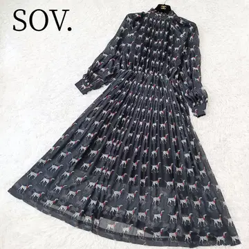 [ SOV./소브 ] 롱 원피스 달마시안 맥시 길이 시어 플레어 올 패턴