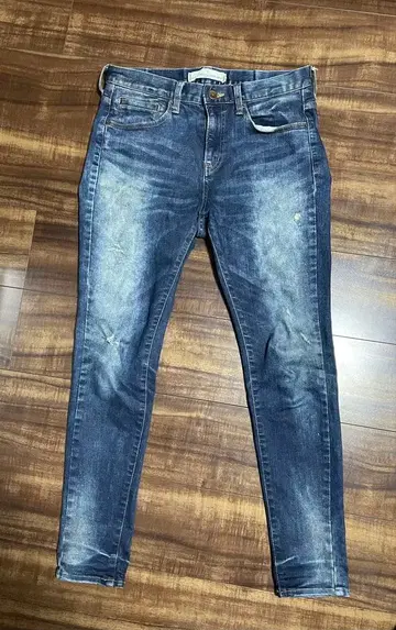 레오파드 무늬 포켓 스키니 청바지