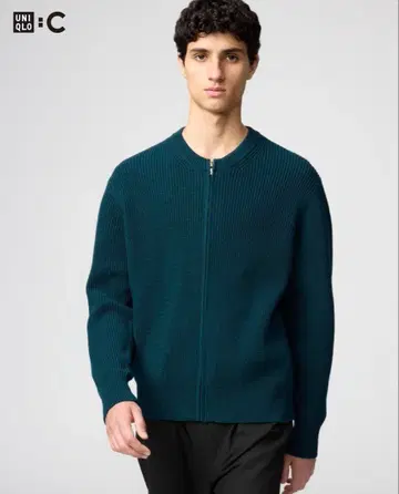 유니클로 C 크루넥 풀 집업 가디건