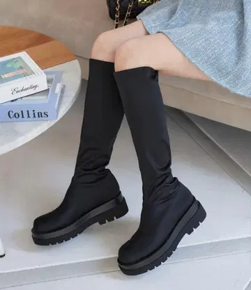 스트레치 롱 청키 부츠