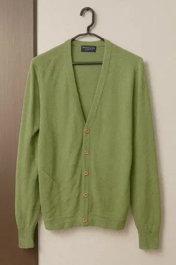 중고 그린 가디건 V넥 심플 무지 겉옷