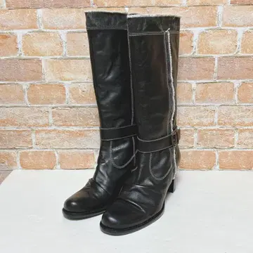 [ 새상품급 ] 롱 부츠 벨트 버클 있음 (23) 블랙 계열 가죽
