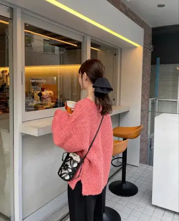 hinari 오버 사이즈 컬러 니트 레드