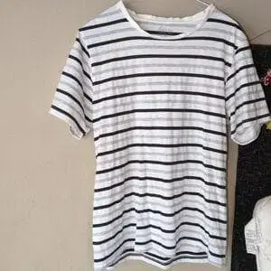 스트라이프 반팔 T셔츠 화이트 블랙