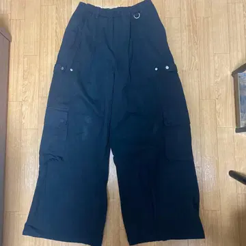 구제 의류 epnok 블랙 카고 팬츠 허리밴딩 와이드 실루엣