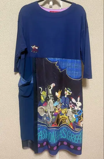 오레보 브라 동물 프린트 7부 소매 원피스