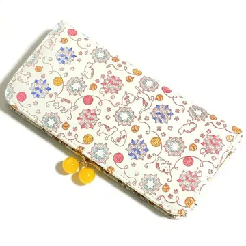 [ 미사용 새상품 ] 유젠분코 고양이 무늬 가마구치 장지갑 소가죽 일본제