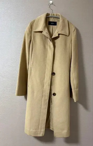 VICKY 베이지 롱 코트 울 90%