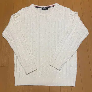 BEAMS HEART 케이블 니트 L 화이트 남성용 스웨터 빔즈