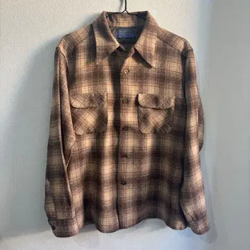70s USA제 펜들턴 보드 셔츠 브라운 x 베이지 울 셔츠