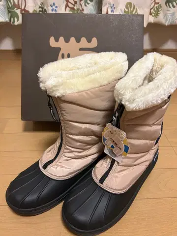 미사용 새상품 MOZ 스노우 부츠 25cm 방수 베이지 보아 라이닝