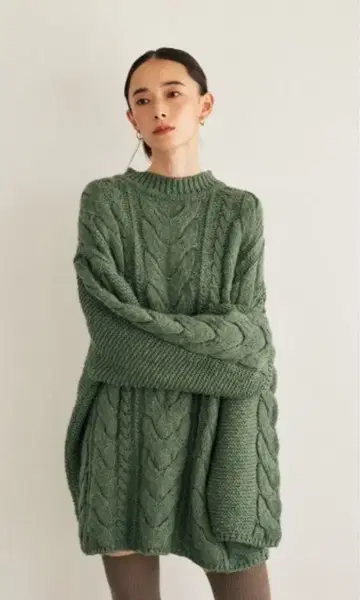 m_ 니트 상의 원피스 그린 moussy