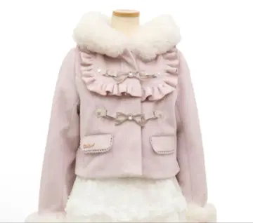 LIZLISA 비쥬 리본 숏 후드 코트 핑크