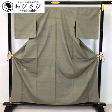 츠케사게  꽃 무늬 자수 금실 부평초 쥐색 K-5610