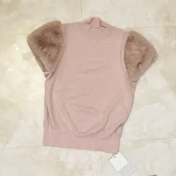 셀포드 한정 컬러 퍼 슬리브 니트 핑크 레어