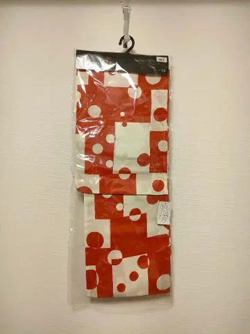 유카타 단품 빨흰 무늬