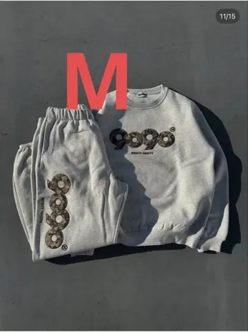 9090 그레이 로고 프린트 맨투맨 세트