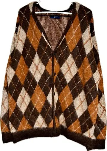 BACK NUMBER 아가일 무늬 가디건 남성용 M