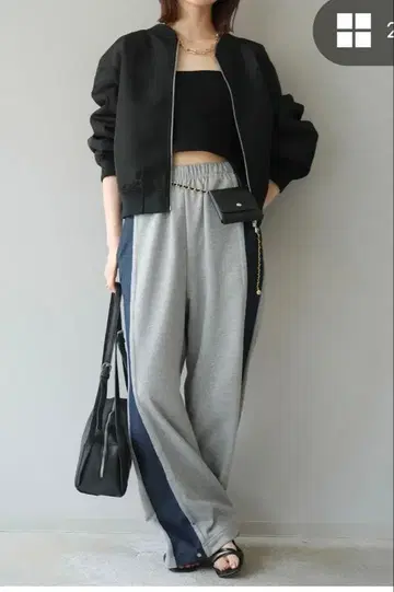 새상품 Lumier 데님 절개 2way 맨투맨 팬츠 그레이 M