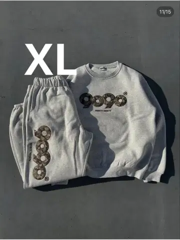 9090 그레이 맨투맨 세트 로고 프린트