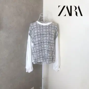 자라 1회 착용 트위드 맨투맨