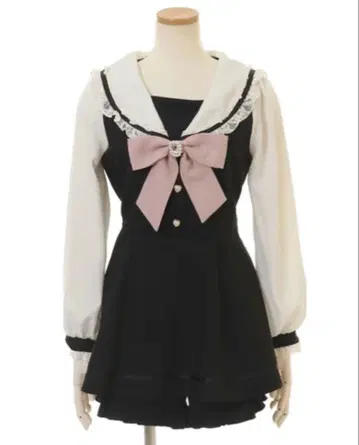 LIZLISA 세일러 카라 리본 포함 스커트 셋업