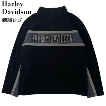 할리데이비슨 플리스 하프 지퍼 2XL 블랙 자수 로고 빅 사이즈