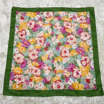 [ 새상품급 ] 펠리시모 대형 스카프 꽃무늬 그린 컬러 빈티지 레트로