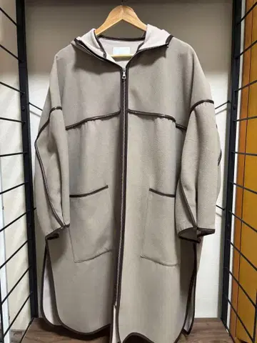 HARE 하레 파이핑 후드 코트 롱 코트