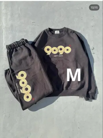 9090 블랙 맨투맨 세트 로고 프린트